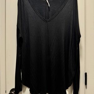 Free People Black Long Sleeve Top